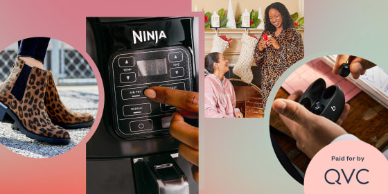 Illustration of different products on sale for Cyber Monday on QVC