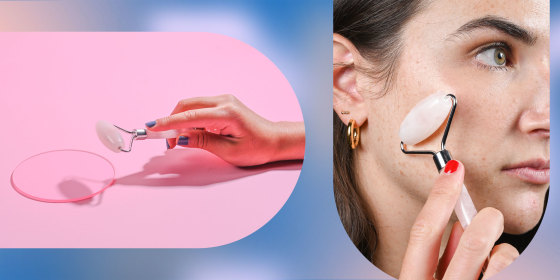 Woman using a Face Roller
