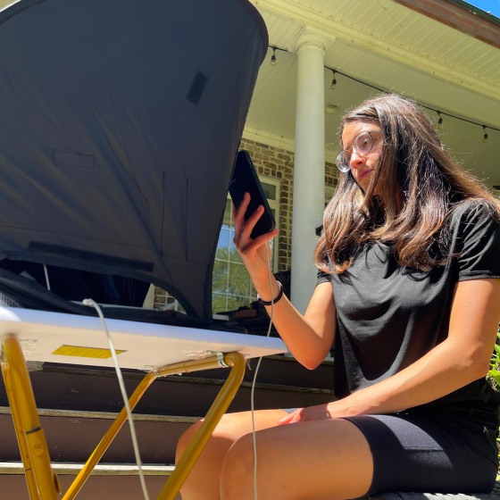 Laptop Shade For Working Outside By Lap Shade | Sun Reflective Fabric Reduces Screen Glare Outdoors For Laptops