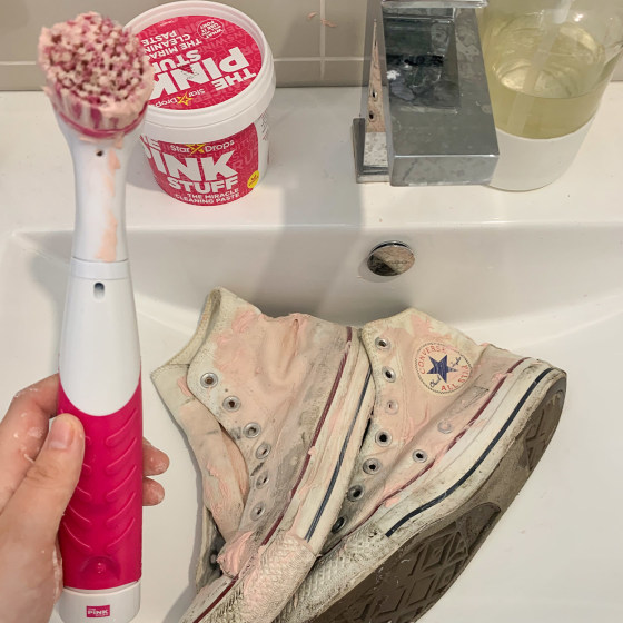 I used the pink stuff & the Rubbermaid electric thingie on sneakers. Game  changer!! : r/CleaningTips