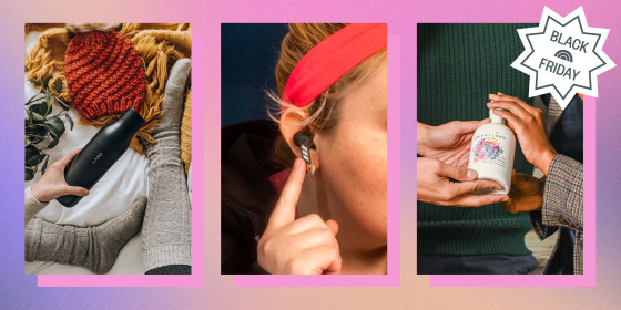 Brightland oil, Larq water bottle and Adidas headphones