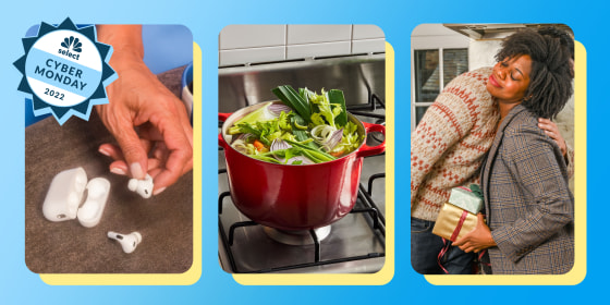 AirPods, dutch oven and friends giving gifts to each other