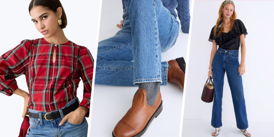 Three Woman wearing a J.Crew top, jeans and shoes