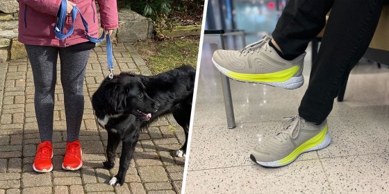 Split image of the new Lululemon sneakers, in two different colors