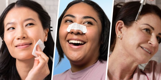 Three images of Women doing different skincare to get rid of blackheads