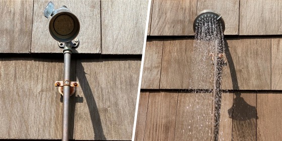 Split image of two different shower heads