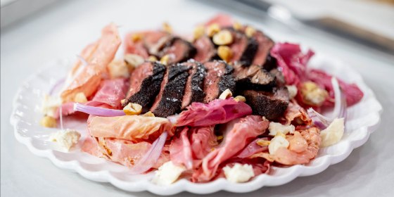 Katie Lee Biegel's Hanger Steak and Brownie Strawberry Shortcake