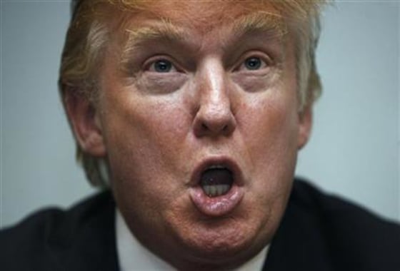 Donald Trump speaks during a news conference at an Aberdeenshire Council inquiry into the plans for his golf course resort in Aberdeen, northeast Scotland