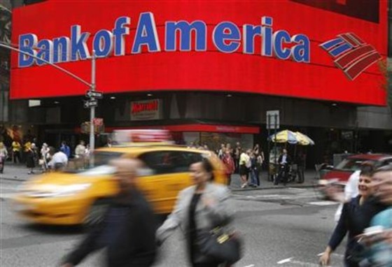 A Bank of America branch is pictured in New York