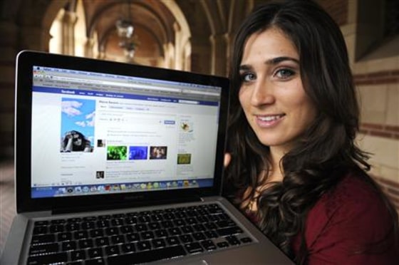 Alyssa Ravasio displays her page on the social networking site Facebook, while attending school in Los Angeles