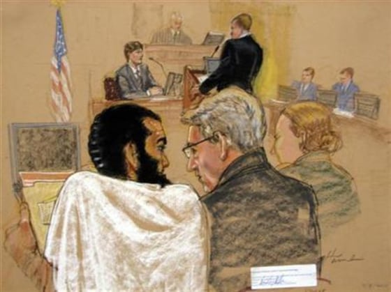 Courtoom sketch of Canadian defendant Khadr in Cuba