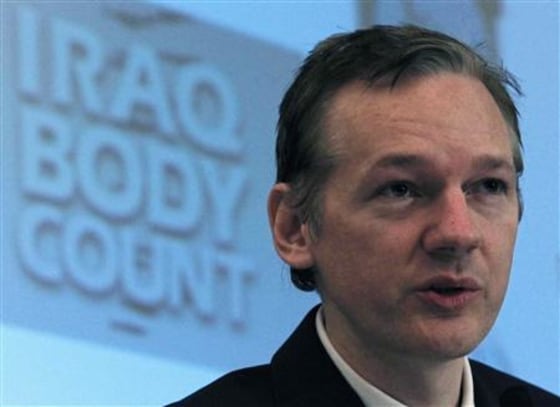 Wikileaks founder Julian Assange speaks during a news conference about the internet release of secret documents about the Iraq War in London