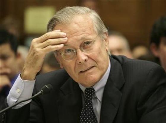Former Secretary of Defense Rumsfeld testifies on Capitol Hill