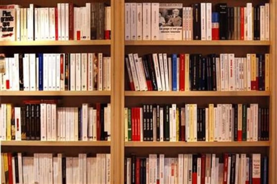 Books are displayed at the annual Paris book fair