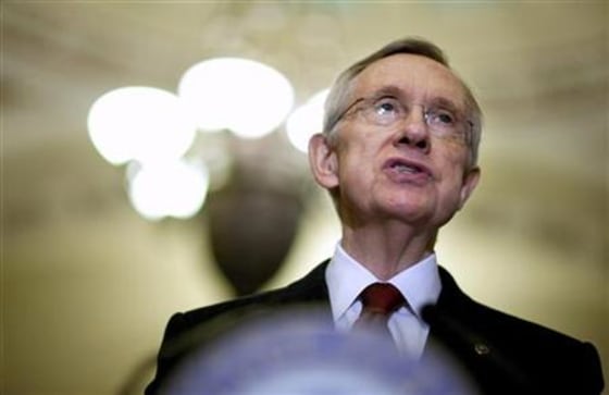 Senate Majority Leader Reid speaks to the media after a caucus meeting with Senate Democrats on Capitol Hill in Washington