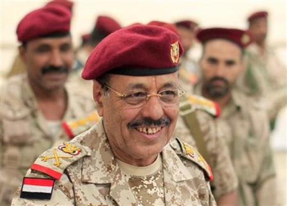 General Ali Mohsen, commander of Yemen's northwest military zone, is seen at his base in Sanaa