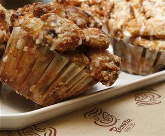 A muffin on display at a Panera Bread Co restaurant in Chicago