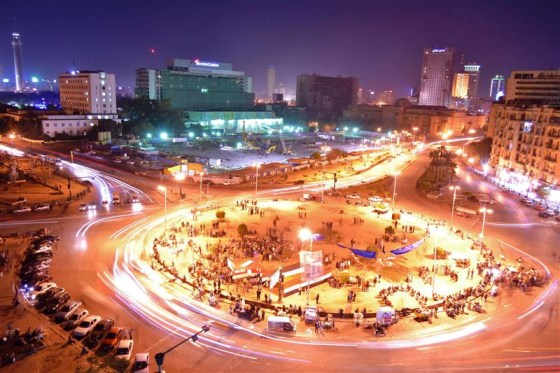A view shows traffic at Tahrir Square in Cairo