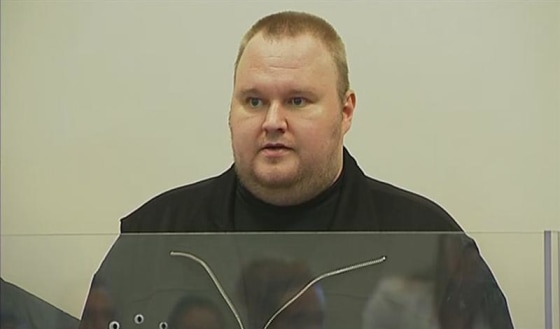 Still image from video shows founder of file-sharing website Megaupload Dotcom at court in Auckland