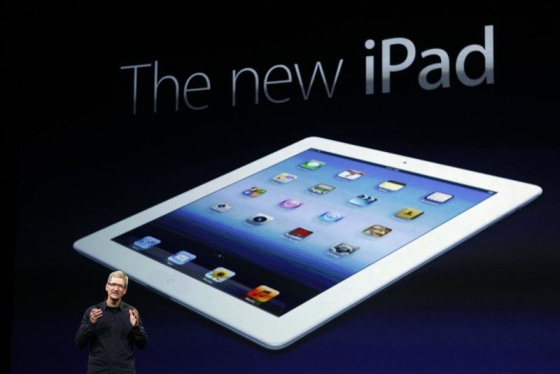 Apple CEO Cook speaks during an Apple event as he introduces the new iPad in San Francisco