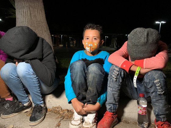 10-year-old Justin half an hour after arriving in the United States.