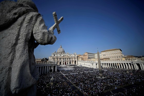 Worshippers in St Peter's Square at the Vatican in 2018.