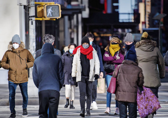 Pedestrians in New York on Jan. 11, 2022.