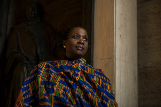 Image: Lisa Cook, a Michigan State University economist, in Ann Arbor in 2019.
