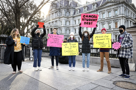 Image: Student Debt Borrowers Demand President Biden Cancels Student Loan Debt While Demonstrating Outside The White House