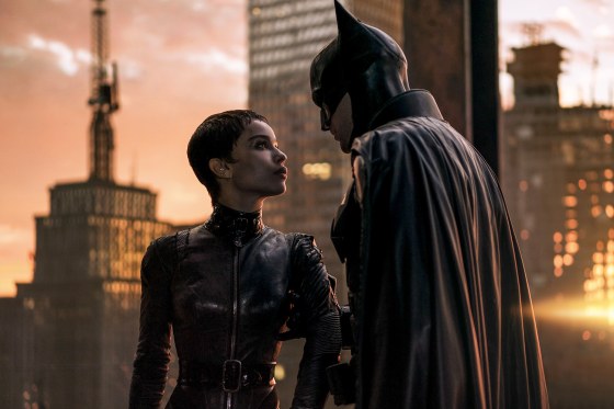 Zoe Kravitz as Catwoman and Robert Pattinson as Batman in "The Batman."