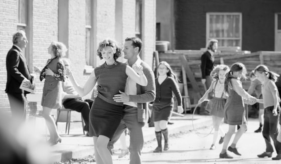 Caitriona Balfe stars as "Ma" and Jamie Dornan stars as "Pa" in "Belfast."