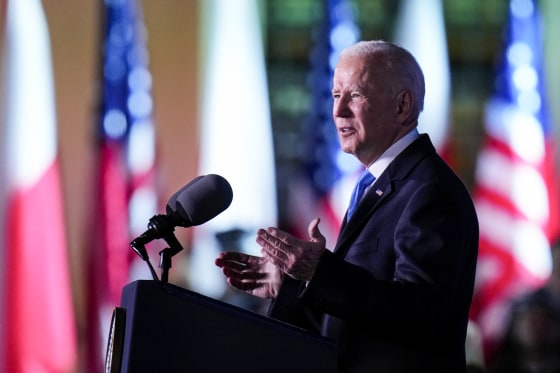 President Joe Biden speaks in Warsaw, Poland, on March 26, 2022.
