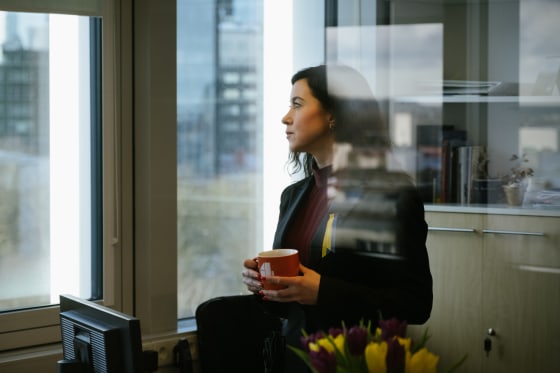 Raadio 4 Editor-in-Chief Julia Bali at her office in Tallinn, Estonia, on March 31.