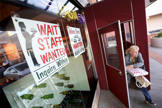 Image: A Help Wanted Sign Outside a Pizzeria on Long Island, New York