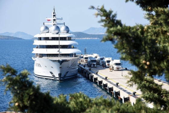 The superyacht Amadea in Bodrum, Turkey, on Feb. 18, 2020.