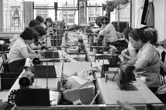 View of Asian Women Toiling in Sweatshop