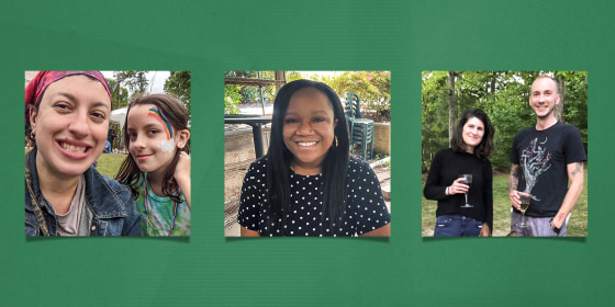 Arielle Kuperberg and one of her daughters; Patrice Douglas; Theresa Francisco and her husband Sean Curtis.