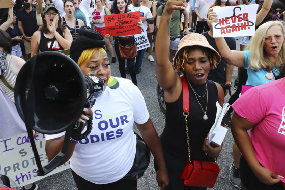 Image: Pro-abortion rights protesters march from Centennial Olympic Park to the Georgia Capitol during a rally in Atlanta on May 3, 2022.