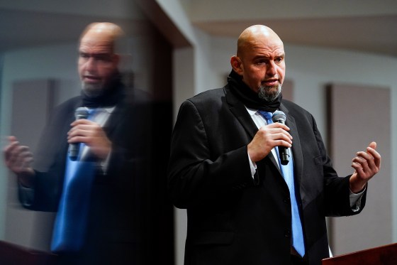 Lt. Gov. John Fetterman, now the Democratic Senate nominee, speaks at the Pennsylvania Capitol in Harrisburg on April 4.