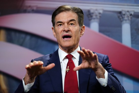 Mehmet Oz takes part in a forum for Republican candidates for U.S. Senate in Pennsylvania at the Pennsylvania Leadership Conference in Camp Hill, Pa., on April 2, 2022.