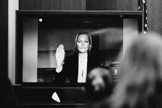 Image: Kate Moss is sworn in via video link at the Fairfax County Circuit Courthouse in Fairfax, Va. on May 25, 2022.