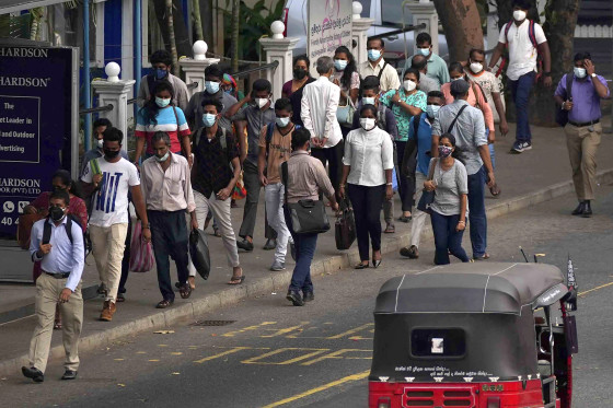Commuters returning from work in Colombo, Sri Lanka, on March 3, 2022.