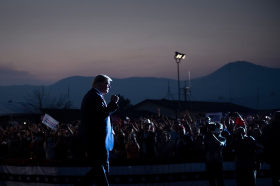 Donald Trump arrives to speak at a campaign rally at the Minden-Tahoe airport in Minden, 50 miles south of Reno, Nev. on Sept. 12, 2020.