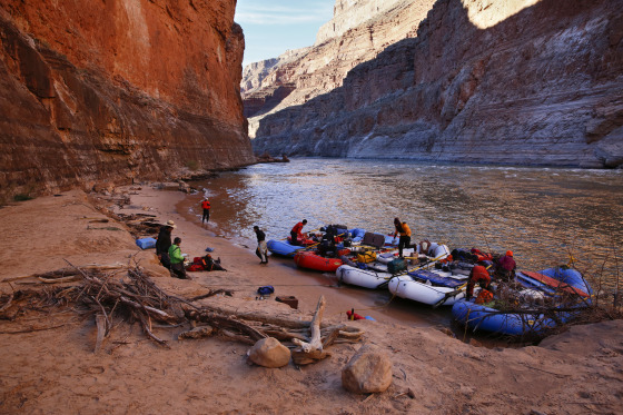 Rafters in Grand Canyon National Park, Ariz.