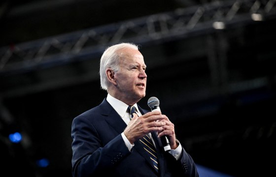 President Joe Biden addresses media representatives during a press conference at the NATO summit in Madrid, on June 30, 2022.