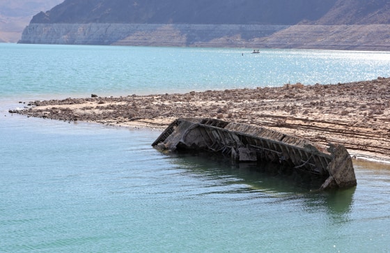Image: World War II-Era Boat Now Visible In Lake Mead, As Its Water Level Continues To Recede