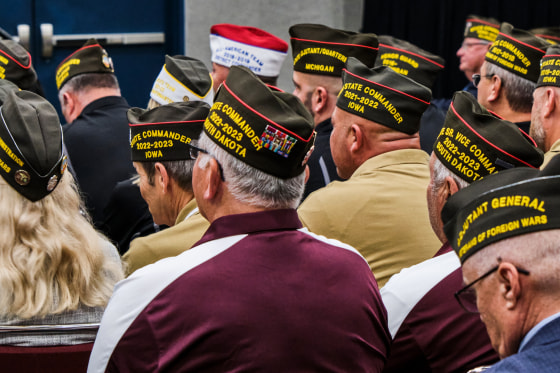 Veterans attend the Veterans of Foreign Wars' Big 10 Conference Caucus in Kansas City, Mo., on July 16, 2022.