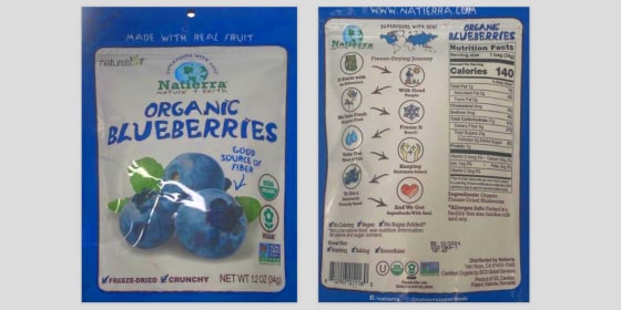 Natierra organic freeze-dried blueberries.