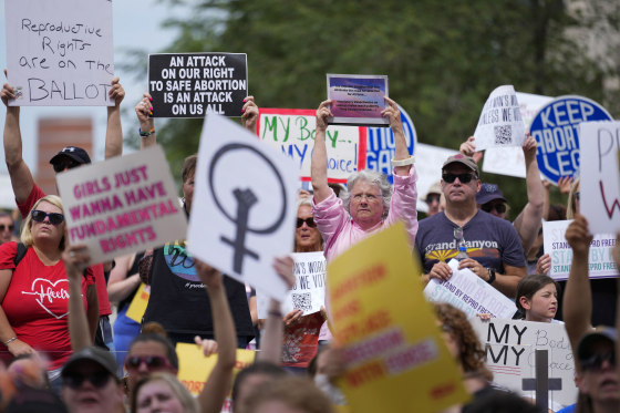 Abortion rights activists rally at the Indiana Statehouse in June, following Supreme Court's decision to overturn Roe v. Wade.