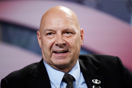 Image: Doug Mastriano during a forum for Republican candidates for governor of Pennsylvania in Camp Hill, Pa., on April 1, 2022.